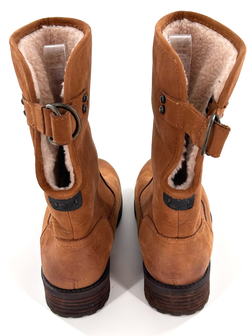 UGG Australia Aldon Tan Leather Fold Down Cuff Boots - Picture 6 of 10